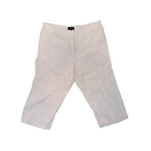 Talbots 100% linen white cropped capri pants plus size 16P coastal lagenlook